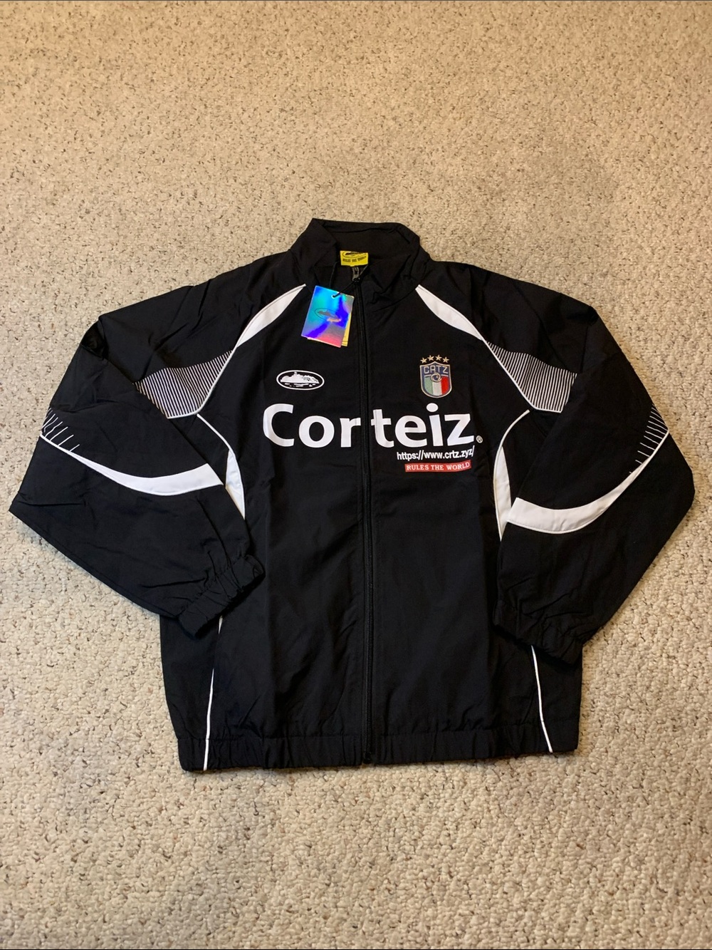Corteiz Black Windbreaker Jacket with White Accents